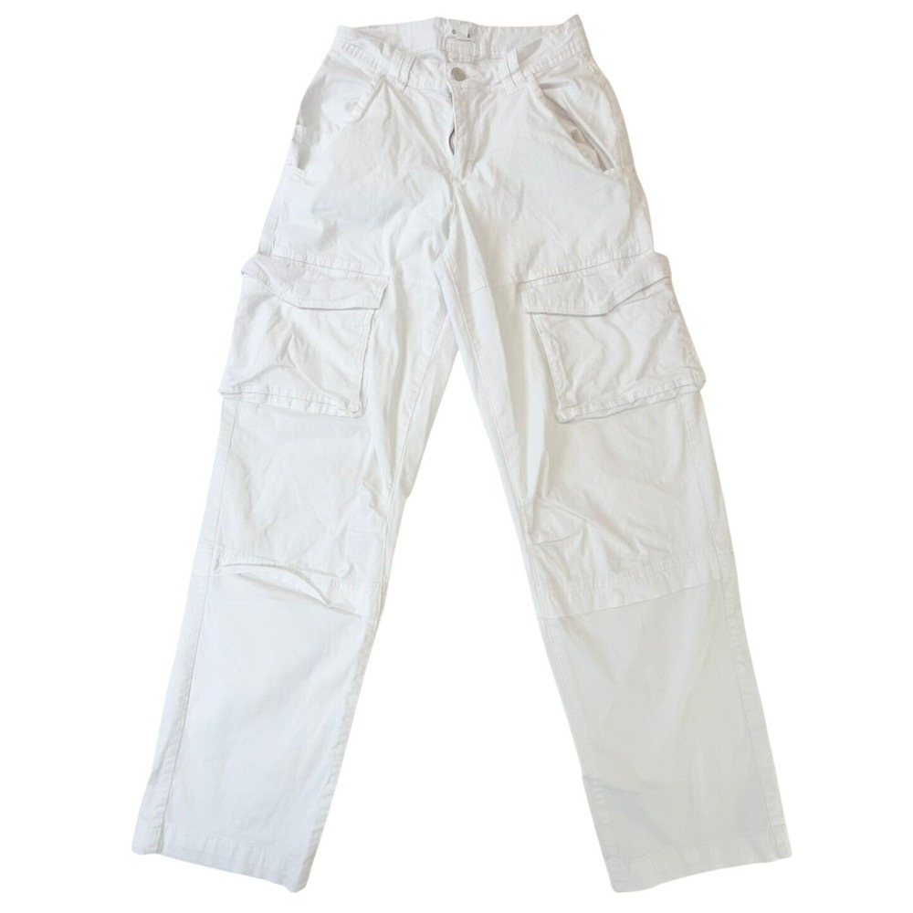 Garage Womens White Cargo Pants Straight Leg Utility Trousers Size 00